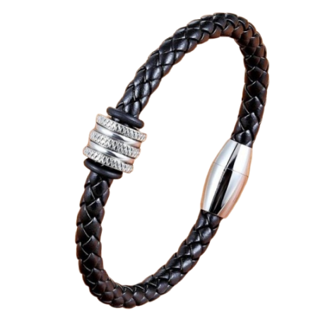 BRATARI PIELE - Brooks Leather Stainless Steel Charm