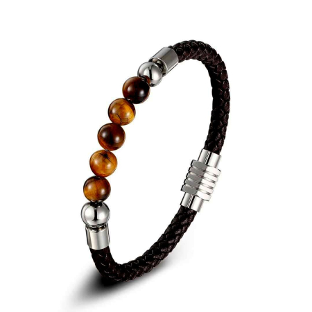 BRATARI PIELE - Brooks Leather Urban Design Brown Beads