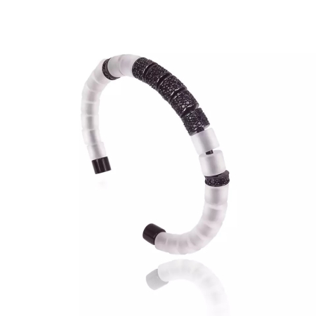 BRATARI SEMICERC - Brooks Luxury Bangle Black&White Fusion