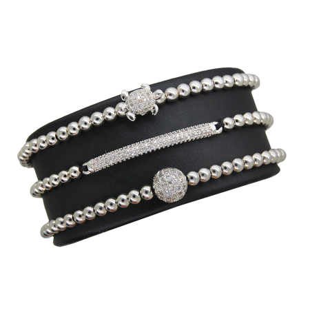 BRATARI - Brooks Luxury Set Silver Tortoise Bracelets