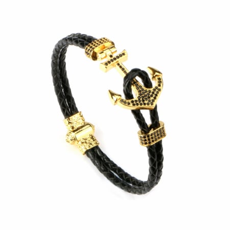 BRATARI PIELE - Brooks Nautical Gold Zircon Anchor