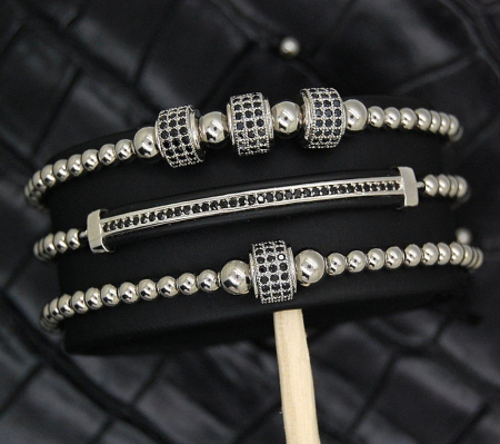 Brooks Set 3 Silver Zircon Bracelets [1]
