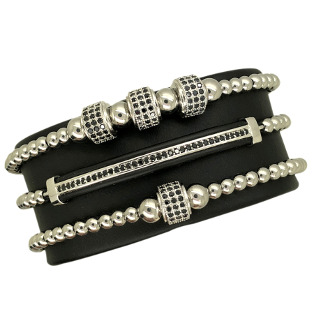 SETURI SILVER - Brooks Set 3 Silver Zircon Bracelets