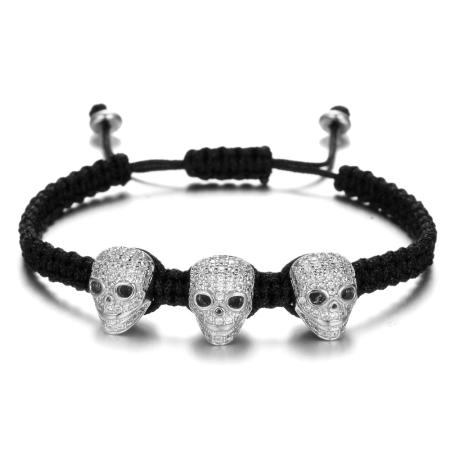 PROMOTII BRATARI - Brooks Silver 3 Skull Bracelet