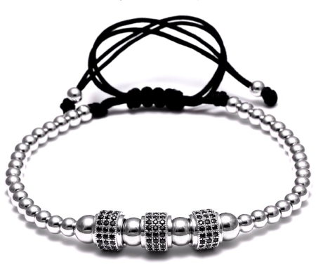 BRATARI LUXURY - Brooks Silver Zircon Cilinder Bracelet