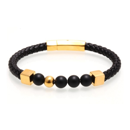 BRATARI PIELE - Brooks Square Stoppers Gold Bracelet 19 CM