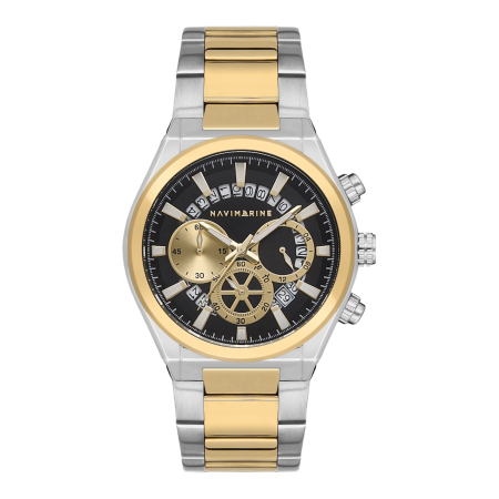 CEASURI BROOKS - Ceas Brooks Navimarine Goldsilver Chrono Perpetual Date