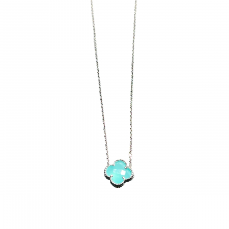 COLIERE ARGINT - Colier Dama Argint 925 Turcoaz Clover