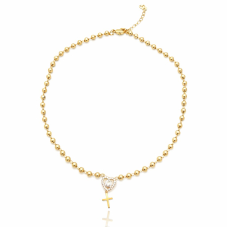 BIJUTERII DAMA - Colier Dama Bile Gold Hearts