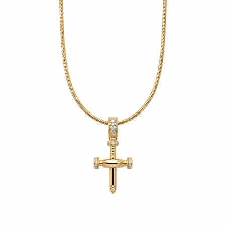 BIJUTERII DAMA - Colier Dama Gold 14K Cruce Cui