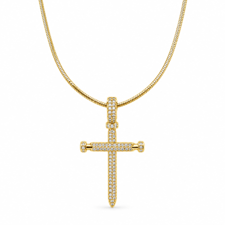 BIJUTERII DAMA - Colier Dama Gold 14K Cruce Cui
