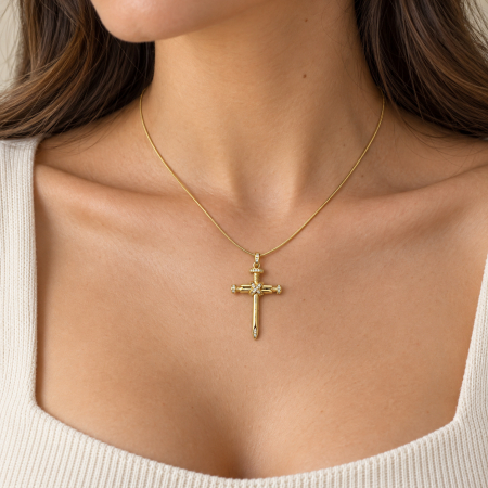 Colier Dama Gold 14K Cruce Cui [1]