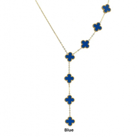 COLIERE INOX - Colier Dama Gold Blue Flower