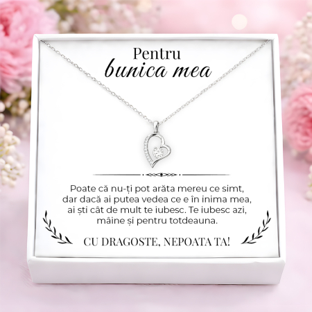 CADOURI BUNICA - Colier Pentru Bunica Pandantiv Cristale Cu Mesaj De La Nepoata