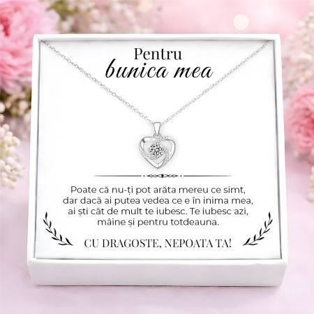CADOURI BUNICA - Colier Pentru Bunica Pandantiv Cristale Cu Mesaj De La Nepoata
