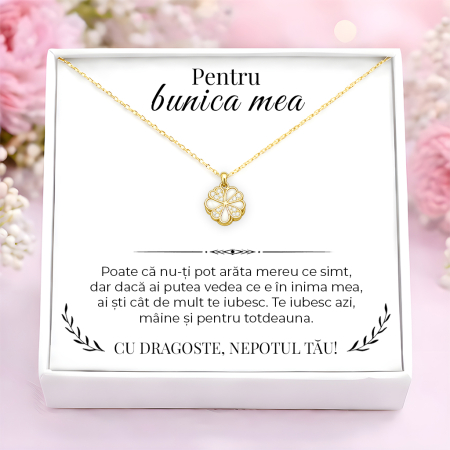 CADOURI BUNICA - Colier Pentru Bunica Pandantiv Cristale Cu Mesaj De La Nepot