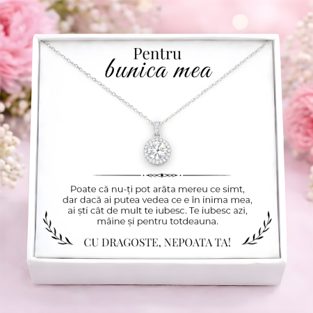 CADOURI BUNICA - Colier Pentru Bunica Pandantiv Cristale Cu Mesaj De La Nepoata