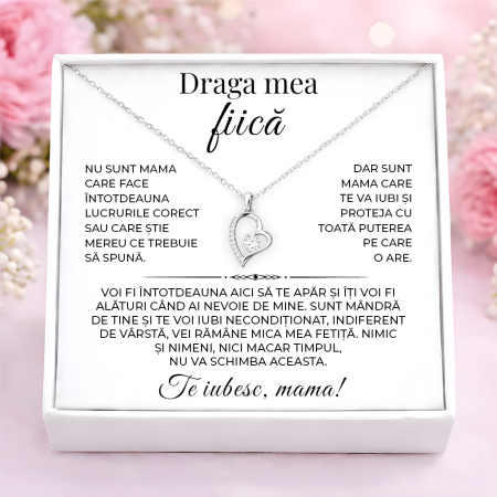 CADOURI FIICA - Colier Pentru Fiica Pandantiv Cristale Cu Mesaj De La Mama