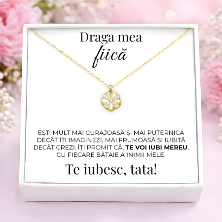 CADOURI FIICA - Colier Pentru Fiica Pandantiv Cristale Cu Mesaj De La Tata