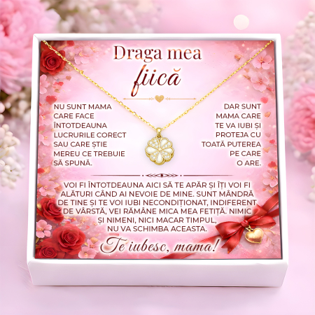 CADOURI FIICA - Colier Pentru Fiica Pandantiv Cristale Cu Mesaj De La Mama
