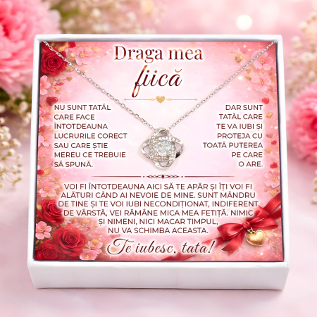 CADOURI FIICA - Colier Pentru Fiica Pandantiv Cristale Cu Mesaj De La Tata