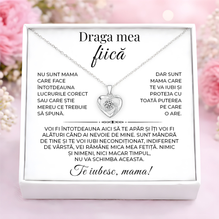 CADOURI FIICA - Colier Pentru Fiica Pandantiv Cristale Cu Mesaj De La Mama