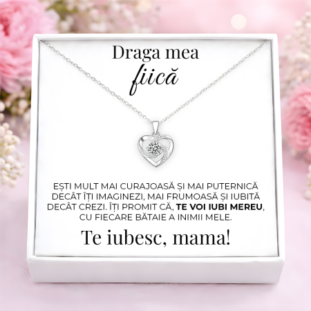 CADOURI FIICA - Colier Pentru Fiica Pandantiv Cristale Cu Mesaj De La Mama