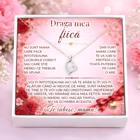 CADOURI FIICA - Colier Pentru Fiica Pandantiv Cristale Cu Mesaj De La Mama
