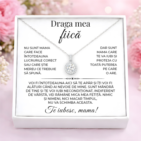 CADOURI FIICA - Colier Pentru Fiica Pandantiv Cristale Cu Mesaj De La Mama