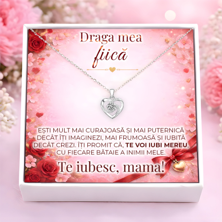 CADOURI FIICA - Colier Pentru Fiica Pandantiv Cristale Cu Mesaj De La Mama