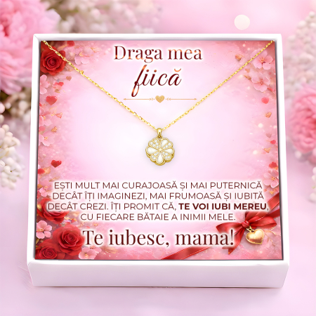 CADOURI FIICA - Colier Pentru Fiica Pandantiv Cristale Cu Mesaj De La Mama