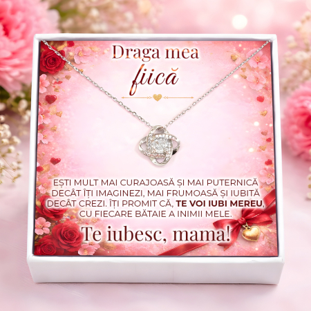 CADOURI FIICA - Colier Pentru Fiica Pandantiv Cristale Cu Mesaj De La Mama