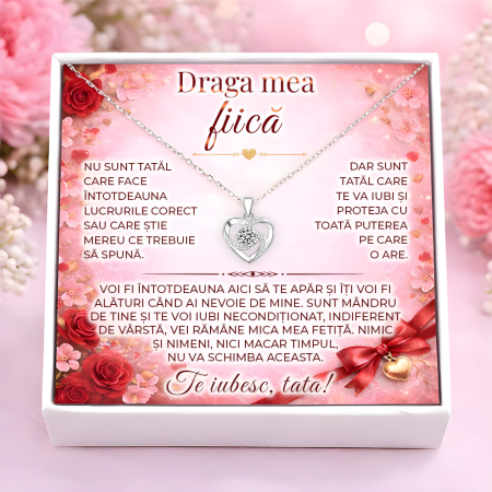 CADOURI FIICA - Colier Pentru Fiica Pandantiv Cristale Cu Mesaj De La Tata