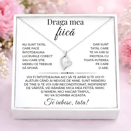 CADOURI FIICA - Colier Pentru Fiica Pandantiv Cristale Cu Mesaj De La Tata