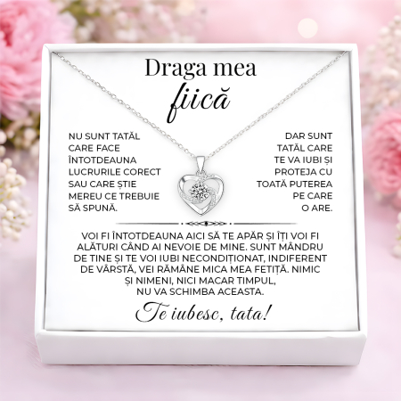 CADOURI FIICA - Colier Pentru Fiica Pandantiv Cristale Cu Mesaj De La Tata
