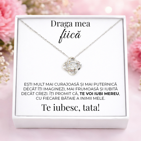 CADOURI FIICA - Colier Pentru Fiica Pandantiv Cristale Cu Mesaj De La Tata