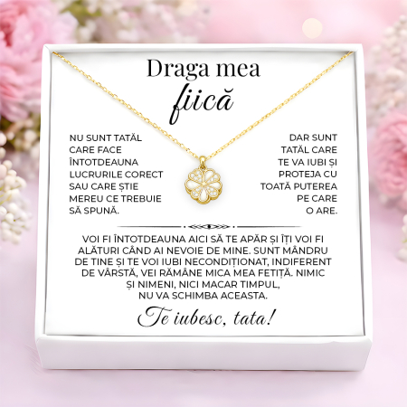 CADOURI FIICA - Colier Pentru Fiica Pandantiv Cristale Cu Mesaj De La Tata