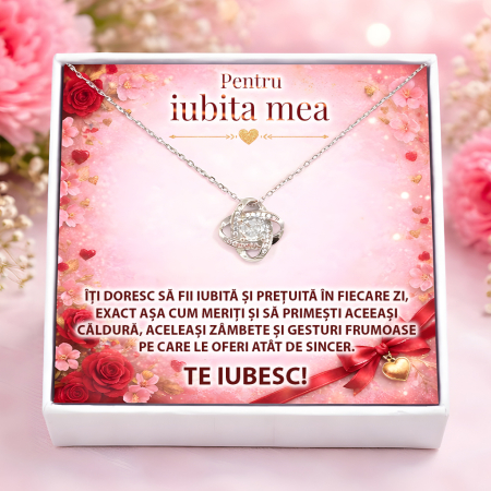 CADOURI IUBITA - Colier Pentru Iubita Pandantiv Cristale Cu Mesaj