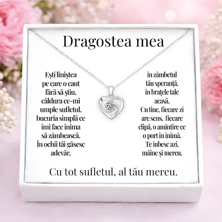 CADOURI FEMEI - Colier Pentru Iubita Pandantiv Cristale Cu Mesaj De Dragoste