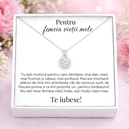 CADOURI IUBITA - Colier Pentru Iubita Pandantiv Cristale Cu Mesaj De Dragoste