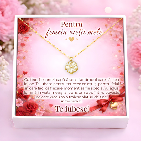 CADOURI IUBITA - Colier Pentru Iubita Pandantiv Cristale Cu Mesaj De Dragoste