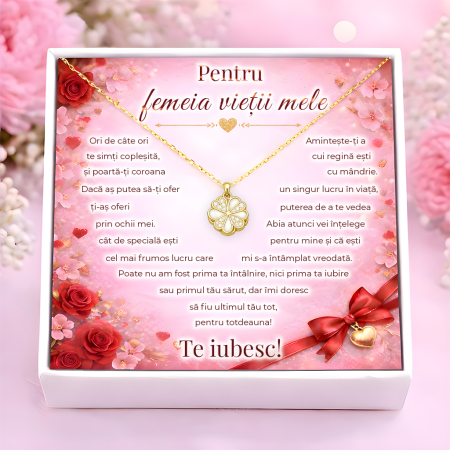 CADOURI IUBITA - Colier Pentru Iubita Pandantiv Cristale Cu Mesaj De Dragoste