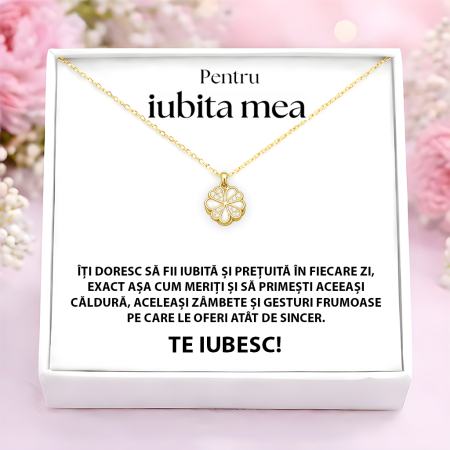 CADOURI IUBITA - Colier Pentru Iubita Pandantiv Cristale Cu Mesaj De Dragoste