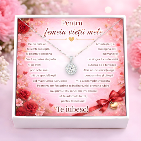 CADOURI IUBITA - Colier Pentru Iubita Pandantiv Cristale Cu Mesaj De Dragoste