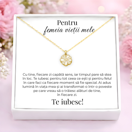 CADOURI IUBITA - Colier Pentru Iubita Pandantiv Cristale Cu Mesaj De Dragoste