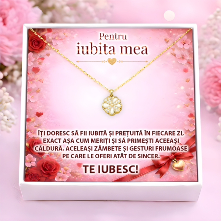 CADOURI IUBITA - Colier Pentru Iubita Pandantiv Cristale Cu Mesaj De Dragoste
