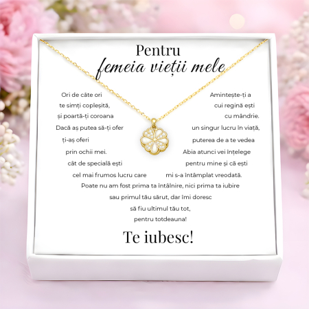 CADOURI IUBITA - Colier Pentru Iubita Pandantiv Cristale Cu Mesaj De Dragoste