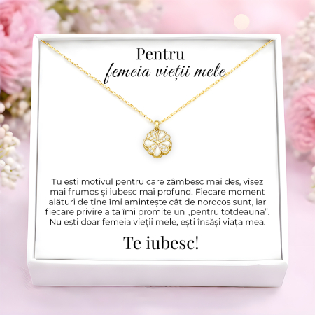 CADOURI IUBITA - Colier Pentru Iubita Pandantiv Cristale Cu Mesaj De Dragoste