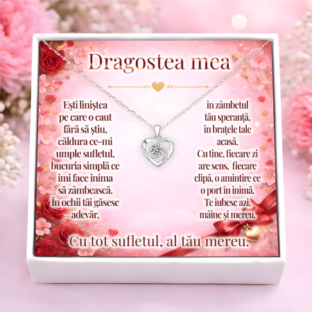 CADOURI FEMEI - Colier Pentru Iubita Pandantiv Cristale Cu Mesaj De Dragoste
