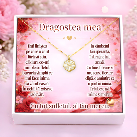 CADOURI IUBITA - Colier Pentru Iubita Pandantiv Cristale Cu Mesaj De Dragoste